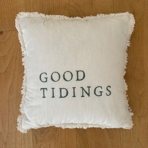 HEARTH AND HAND 14" x 14" Good Tidings Embroidered Throw Pillow